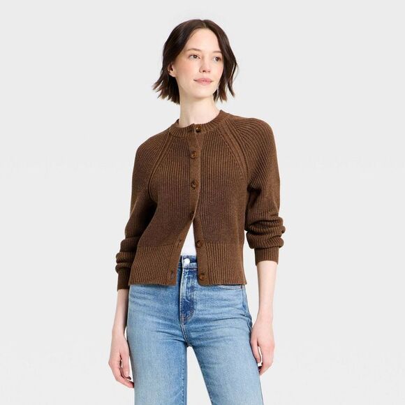 Universal Thread Sweaters - Women's Iconic Cotton Cardigan - Universal Thread Brown S